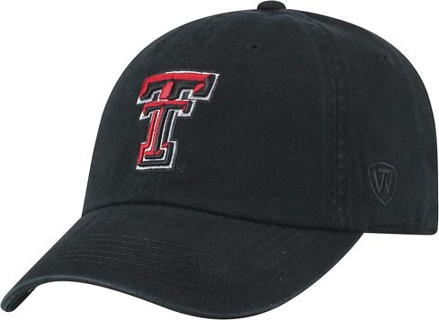 قبعة رجالي من Top of the World NCAA College Town Crew مصنوعة من القطن قابلة للتعديل - قبعة Texas Tech-Black in Saudi Arabia