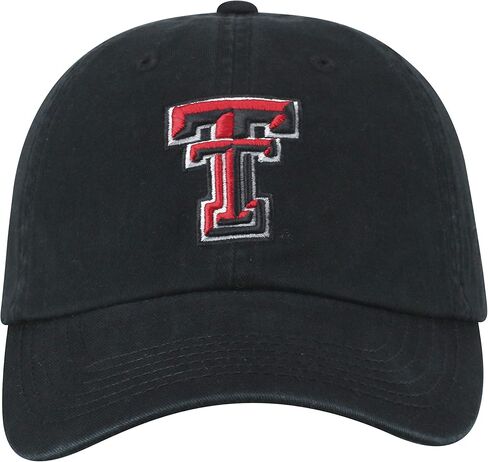 قبعة رجالي من Top of the World NCAA College Town Crew مصنوعة من القطن قابلة للتعديل - قبعة Texas Tech-Black in Saudi Arabia