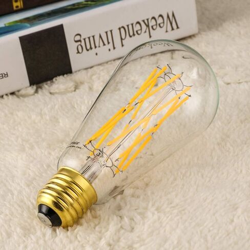 Leools Vintage LED Edison Bulb Dimmable 15W,Equivalent 120W, Antique Style ST64 LED Filament Bulbs,1300 Lumen,2700K Soft Warm White, E26 Base,4 Pack. in Saudi Arabia