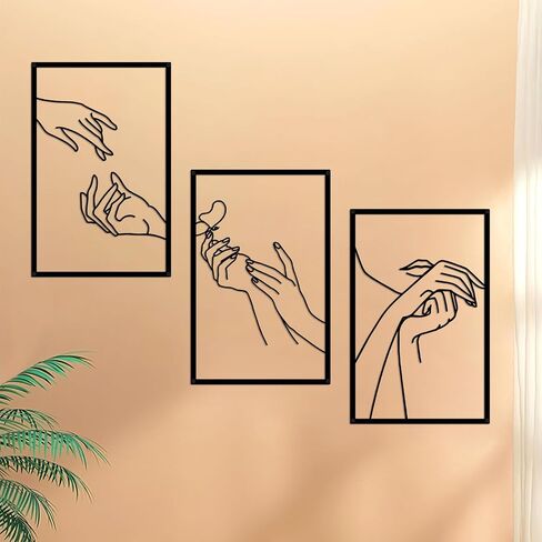 Nail Room Wall Decor Nail Salon Wall Art and Accessories, Black Metal Space Decortions for Hand Body Care Store, Bathroon Bedroom Living Room Kitchen Wall Hanging Sculptures Indoor and Outdoor in Saudi Arabia