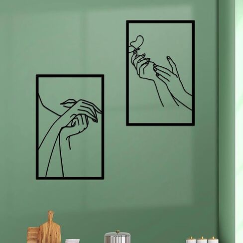 Nail Room Wall Decor Nail Salon Wall Art and Accessories, Black Metal Space Decortions for Hand Body Care Store, Bathroon Bedroom Living Room Kitchen Wall Hanging Sculptures Indoor and Outdoor in Saudi Arabia