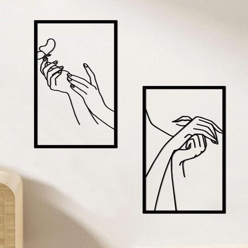 Nail Room Wall Decor Nail Salon Wall Art and Accessories, Black Metal Space Decortions for Hand Body Care Store, Bathroon Bedroom Living Room Kitchen Wall Hanging Sculptures Indoor and Outdoor in Saudi Arabia