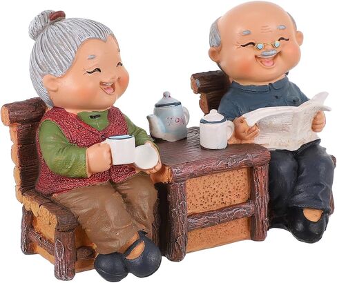 IMIKEYA Love Couple Figurines: Love Sculpture Elderly Couple Sculpture Anniversary Statue Resin Sculpture Couple Collectible for Valentines Christmas Wedding Desktop Decor in Saudi Arabia