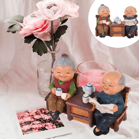 IMIKEYA Love Couple Figurines: Love Sculpture Elderly Couple Sculpture Anniversary Statue Resin Sculpture Couple Collectible for Valentines Christmas Wedding Desktop Decor in Saudi Arabia