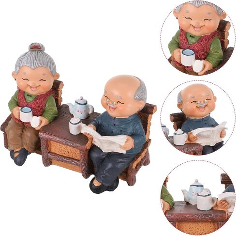 IMIKEYA Love Couple Figurines: Love Sculpture Elderly Couple Sculpture Anniversary Statue Resin Sculpture Couple Collectible for Valentines Christmas Wedding Desktop Decor in Saudi Arabia
