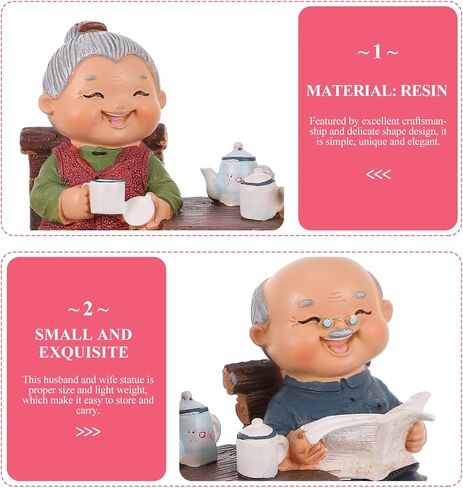 IMIKEYA Love Couple Figurines: Love Sculpture Elderly Couple Sculpture Anniversary Statue Resin Sculpture Couple Collectible for Valentines Christmas Wedding Desktop Decor in Saudi Arabia