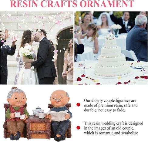 IMIKEYA Love Couple Figurines: Love Sculpture Elderly Couple Sculpture Anniversary Statue Resin Sculpture Couple Collectible for Valentines Christmas Wedding Desktop Decor in Saudi Arabia