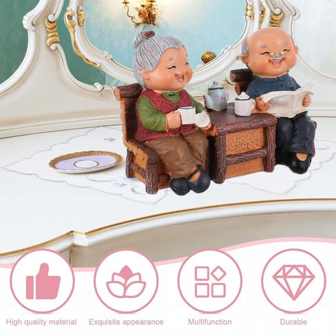 IMIKEYA Love Couple Figurines: Love Sculpture Elderly Couple Sculpture Anniversary Statue Resin Sculpture Couple Collectible for Valentines Christmas Wedding Desktop Decor in Saudi Arabia