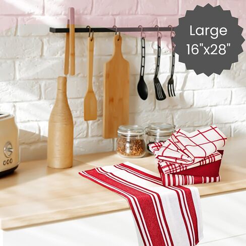 Cotton Clinic Assorted Kitchen Towels 5 Pack – Soft Absorbent Quick Drying Table & Kitchen Linen - Dish Towels, Dish Cloths, Tea Towels and Cleaning Towels with Hanging Loop – 16x28 / Grey White in Saudi Arabia