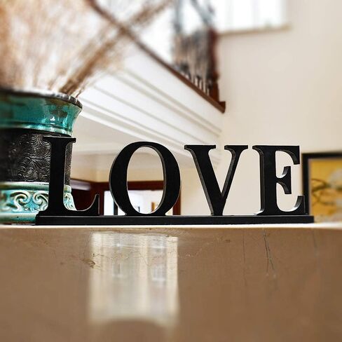 Black Wood Blessed Cut-Out Block Letters Standing Tabletop Sign for Home Decor, Wooden Black Block Letters Blessed Wall Decor Rustic Free Standing Words Home Decoration 16''L in Saudi Arabia