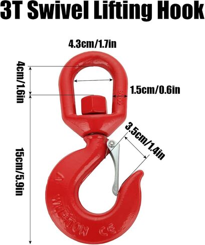 3PCS Swivel Hook with Latch, 3T Swivel Hook for Heavy Duty Swivel Hook Rigging G80 Lifting Swivel Hook Rigging Industrial, Marine, Construction, 6600lbs Working Load Limitations in Saudi Arabia
