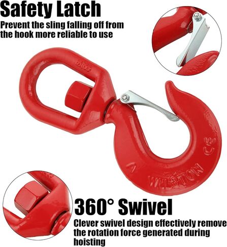 3PCS Swivel Hook with Latch, 3T Swivel Hook for Heavy Duty Swivel Hook Rigging G80 Lifting Swivel Hook Rigging Industrial, Marine, Construction, 6600lbs Working Load Limitations in Saudi Arabia