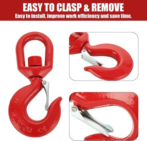 3PCS Swivel Hook with Latch, 3T Swivel Hook for Heavy Duty Swivel Hook Rigging G80 Lifting Swivel Hook Rigging Industrial, Marine, Construction, 6600lbs Working Load Limitations in Saudi Arabia