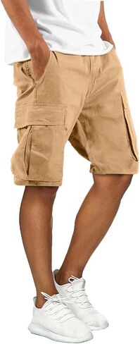Mens Cargo Shorts Outdoor Hiking Casual Shorts for Men Relaxed Fit Cotton Shorts with Pockets in Kuwait