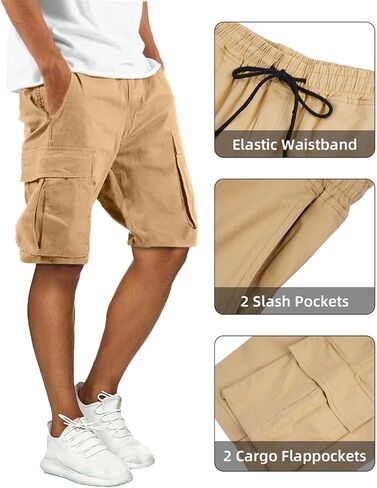 Mens Cargo Shorts Outdoor Hiking Casual Shorts for Men Relaxed Fit Cotton Shorts with Pockets in Kuwait