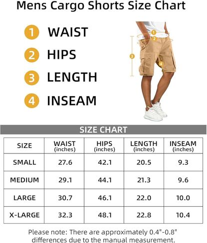 Mens Cargo Shorts Outdoor Hiking Casual Shorts for Men Relaxed Fit Cotton Shorts with Pockets in Kuwait