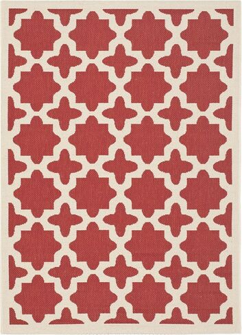مجموعة SAFAVIEH Courtyard مقاس 10.16 سم × 12.7 سم، أحمر/عظم CY6913 داخلي/خارجي مقاوم للرذاذ وسهل التنظيف في الفناء الخلفي وغرفة الطين in Saudi Arabia