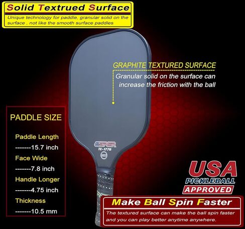 Pickleball Paddle Carbon Fiber for Spin Textured Surface USAPA Approved Graphite Pickleball Racquet Pro Pickleball Racket Lightweight for All Players Tournament with Cover in Saudi Arabia