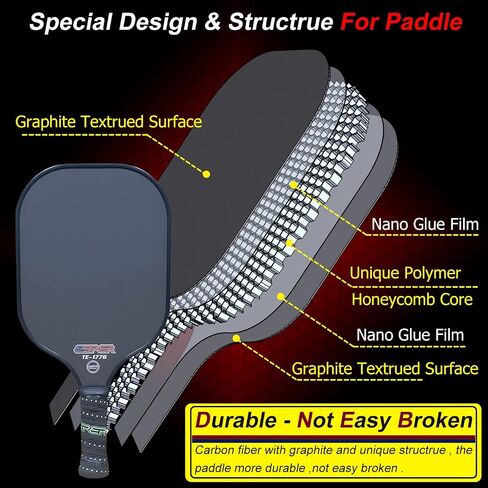 Pickleball Paddle Carbon Fiber for Spin Textured Surface USAPA Approved Graphite Pickleball Racquet Pro Pickleball Racket Lightweight for All Players Tournament with Cover in Saudi Arabia