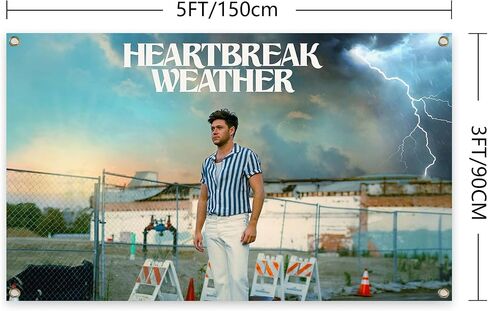 Generic Music Ni-all Singer Hor-an Heartbreak Meteorology Album Tapestry 3X5 Feet Bedroom Living Room College Dormitory Wall Decoration Brightly Colorful Anti Fading Decoration Tapestry, blue in Saudi Arabia