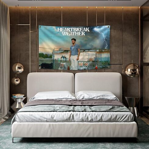 Generic Music Ni-all Singer Hor-an Heartbreak Meteorology Album Tapestry 3X5 Feet Bedroom Living Room College Dormitory Wall Decoration Brightly Colorful Anti Fading Decoration Tapestry, blue in Saudi Arabia