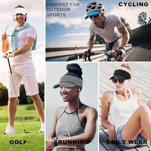 Sports Sun Visor Women Men, Cooling Stretchy Visor Hats Summer Packable Ponytail Sun Hat for Running, Golf, Tennis in Saudi Arabia