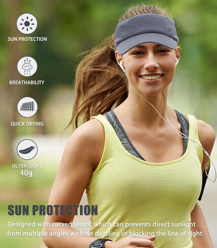 Sports Sun Visor Women Men, Cooling Stretchy Visor Hats Summer Packable Ponytail Sun Hat for Running, Golf, Tennis in Saudi Arabia