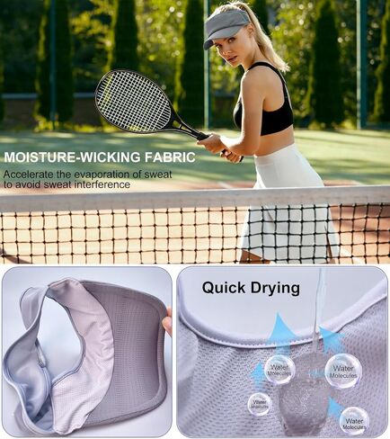 Sports Sun Visor Women Men, Cooling Stretchy Visor Hats Summer Packable Ponytail Sun Hat for Running, Golf, Tennis in Saudi Arabia