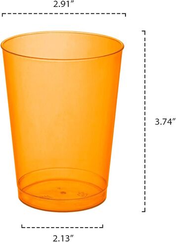 Party Essentials Hard Plastic 10-Ounce Party Cups and Tall Tumblers, Neon Orange, 25-Count in Kuwait