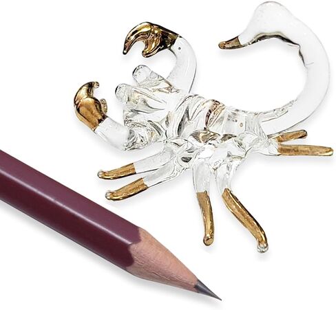 Tiny 1¼" Long Clear Gold Scorpion Figurine - Miniature Hand Blown Glass Scorpions Arachnid Arthropod Invertebrate Insect Colorful Crystal Animals Decorative Collectible Figurines Décor Gift in Saudi Arabia