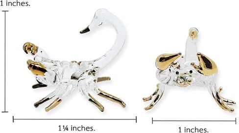 Tiny 1¼" Long Clear Gold Scorpion Figurine - Miniature Hand Blown Glass Scorpions Arachnid Arthropod Invertebrate Insect Colorful Crystal Animals Decorative Collectible Figurines Décor Gift in Saudi Arabia