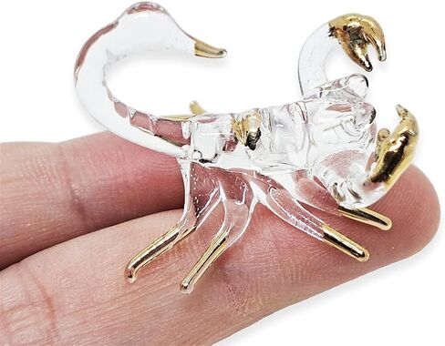 Tiny 1¼" Long Clear Gold Scorpion Figurine - Miniature Hand Blown Glass Scorpions Arachnid Arthropod Invertebrate Insect Colorful Crystal Animals Decorative Collectible Figurines Décor Gift in Saudi Arabia