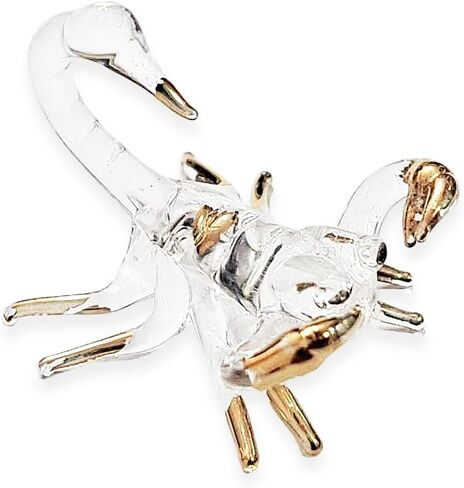 Tiny 1¼" Long Clear Gold Scorpion Figurine - Miniature Hand Blown Glass Scorpions Arachnid Arthropod Invertebrate Insect Colorful Crystal Animals Decorative Collectible Figurines Décor Gift in Saudi Arabia