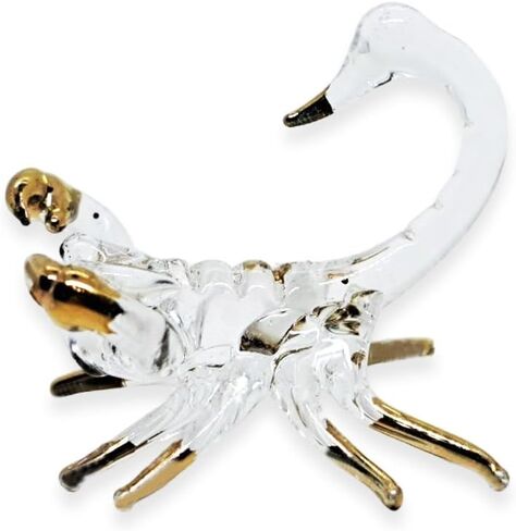 Tiny 1¼" Long Clear Gold Scorpion Figurine - Miniature Hand Blown Glass Scorpions Arachnid Arthropod Invertebrate Insect Colorful Crystal Animals Decorative Collectible Figurines Décor Gift in Saudi Arabia