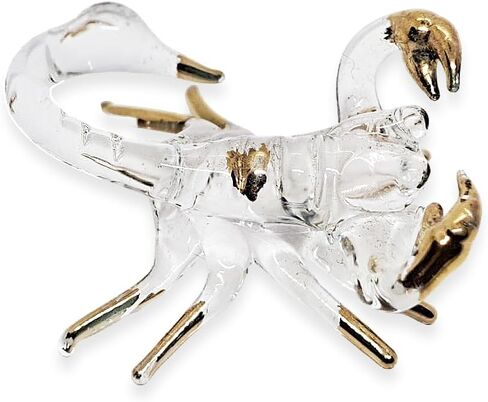 Tiny 1¼" Long Clear Gold Scorpion Figurine - Miniature Hand Blown Glass Scorpions Arachnid Arthropod Invertebrate Insect Colorful Crystal Animals Decorative Collectible Figurines Décor Gift in Saudi Arabia