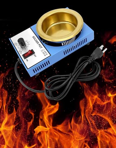QWORK Solder Pot, 150W 110V, 50mm Soldering Bath Titanium Plate, Capacity 500g 200-450°c,Include Extra 50mm pot& Solder Paste Scraper for Welding and Soldering Bath in Saudi Arabia