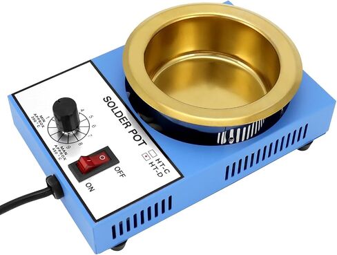 QWORK Solder Pot, 150W 110V, 50mm Soldering Bath Titanium Plate, Capacity 500g 200-450°c,Include Extra 50mm pot& Solder Paste Scraper for Welding and Soldering Bath in Saudi Arabia