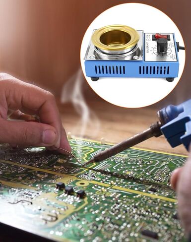 QWORK Solder Pot, 150W 110V, 50mm Soldering Bath Titanium Plate, Capacity 500g 200-450°c,Include Extra 50mm pot& Solder Paste Scraper for Welding and Soldering Bath in Saudi Arabia