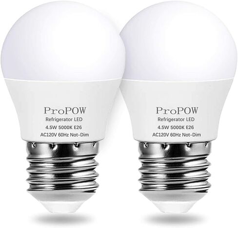 LED Refrigerator Light Bulb 40 Watt Equivalent 120V 4.5W Fridge Bulbs Daylight White 5000K E26 Medium Base, Energy Saving A15 Freezer Light Bulb, Not-dimmable, Waterproof, 2 Pack in Saudi Arabia