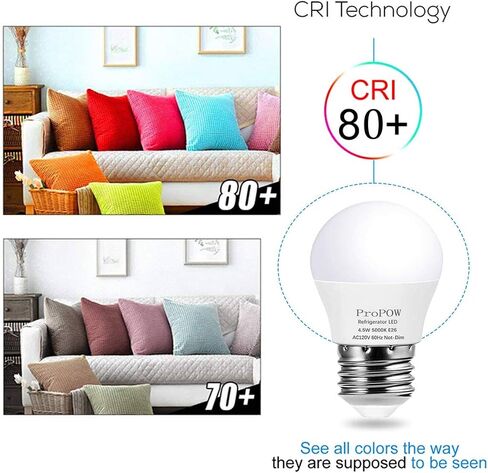 LED Refrigerator Light Bulb 40 Watt Equivalent 120V 4.5W Fridge Bulbs Daylight White 5000K E26 Medium Base, Energy Saving A15 Freezer Light Bulb, Not-dimmable, Waterproof, 2 Pack in Saudi Arabia