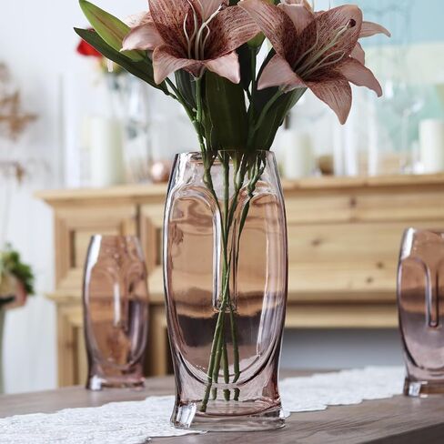 SHMILMH Flesh Pink Flower Vase, 13 Inches Tall Glass Vase for Modern Decor, Unique Face Body Vases for Table Decoration in Saudi Arabia