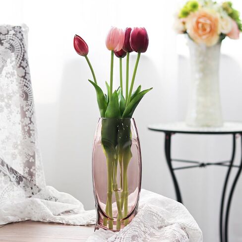 SHMILMH Flesh Pink Flower Vase, 13 Inches Tall Glass Vase for Modern Decor, Unique Face Body Vases for Table Decoration in Saudi Arabia