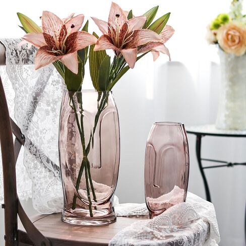 SHMILMH Flesh Pink Flower Vase, 13 Inches Tall Glass Vase for Modern Decor, Unique Face Body Vases for Table Decoration in Saudi Arabia