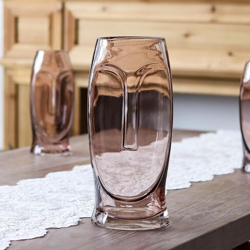 SHMILMH Flesh Pink Flower Vase, 13 Inches Tall Glass Vase for Modern Decor, Unique Face Body Vases for Table Decoration in Saudi Arabia