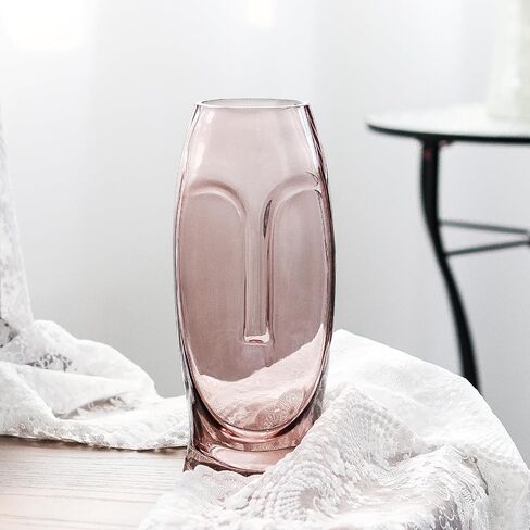 SHMILMH Flesh Pink Flower Vase, 13 Inches Tall Glass Vase for Modern Decor, Unique Face Body Vases for Table Decoration in Saudi Arabia