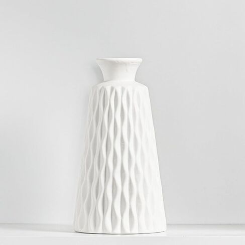 White Boho Vase for Decor,Rustic Farmhouse Flower Vase for Pampas Grass,Small Pampas Grass Ceramic Vases for Centerpieces, 7Inch Vintage Vase -Rhombus, Embossment in Saudi Arabia