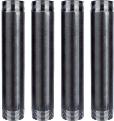 أنابيب السباكة الفولاذية السوداء من PIPE DECOR، قطر 2 بوصة. × 12 بوصة. الأنابيب المقطوعة مسبقًا تناسب الأنابيب ذات الخيوط السوداء القياسية مقاس 2 بوصة والحلمات والتركيبات، 4 عبوات in Kuwait