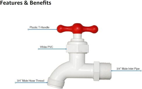 Merrill MFG PVCBD50 PVC استنزاف الغلاية مع خرطوم مريلة، صمام أخذ العينات، 1/2 بوصة (قد تختلف الألوان) in Kuwait