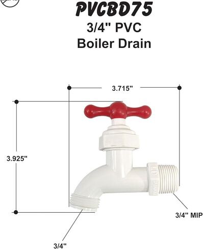 Merrill MFG PVCBD50 PVC استنزاف الغلاية مع خرطوم مريلة، صمام أخذ العينات، 1/2 بوصة (قد تختلف الألوان) in Kuwait