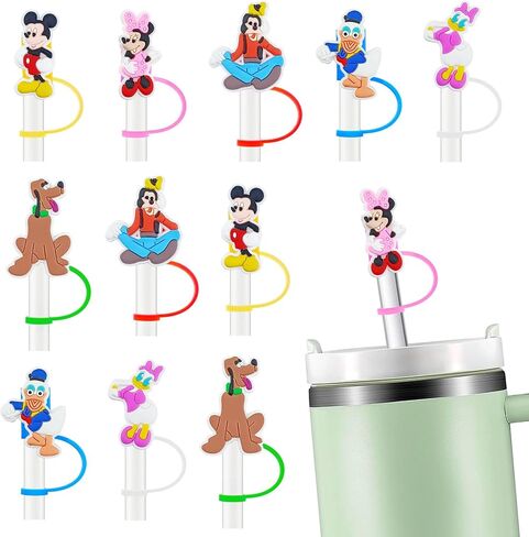 12PCS Silicone Straw Cover, 0.4Inch/10mm Cute Christmas Mickey Theme Reusable Straw Cup Accessories Drinking Straw Covers For 30&40 Oz Straw Topper Theme Party Favors Supplies Straw Cover (Christmas) in Saudi Arabia